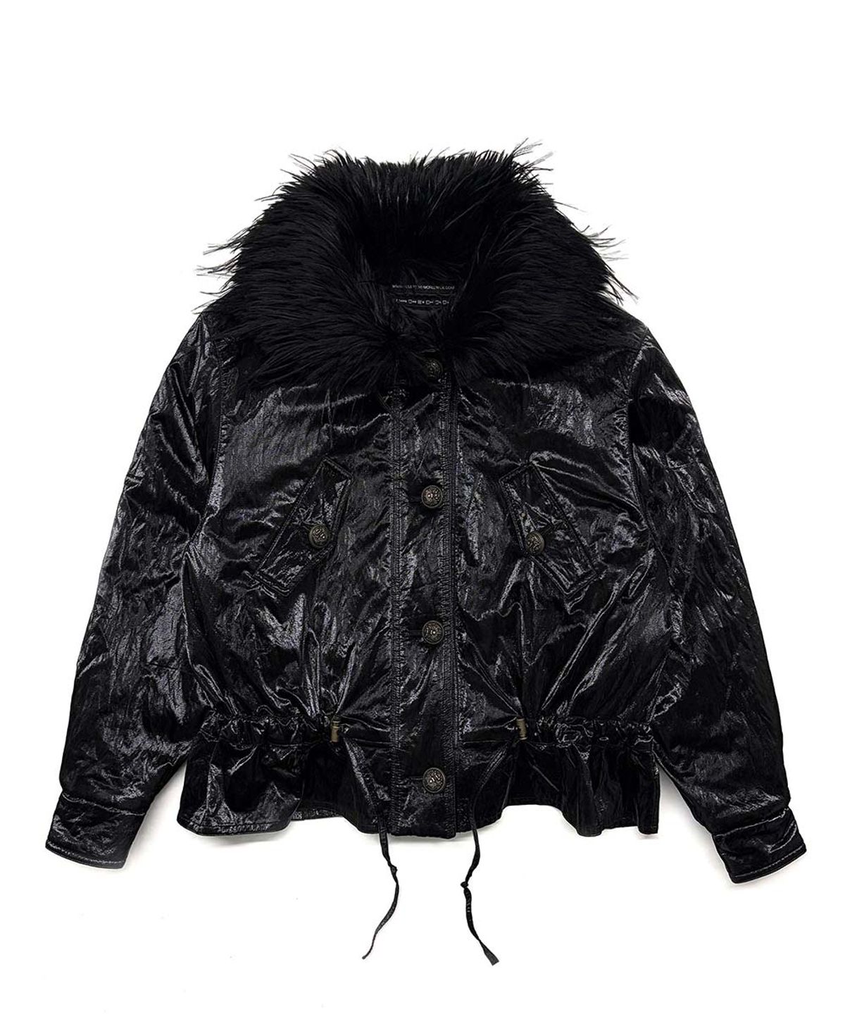 스컬프터(SCULPTOR) Glossy Fur Trim Jacket Black