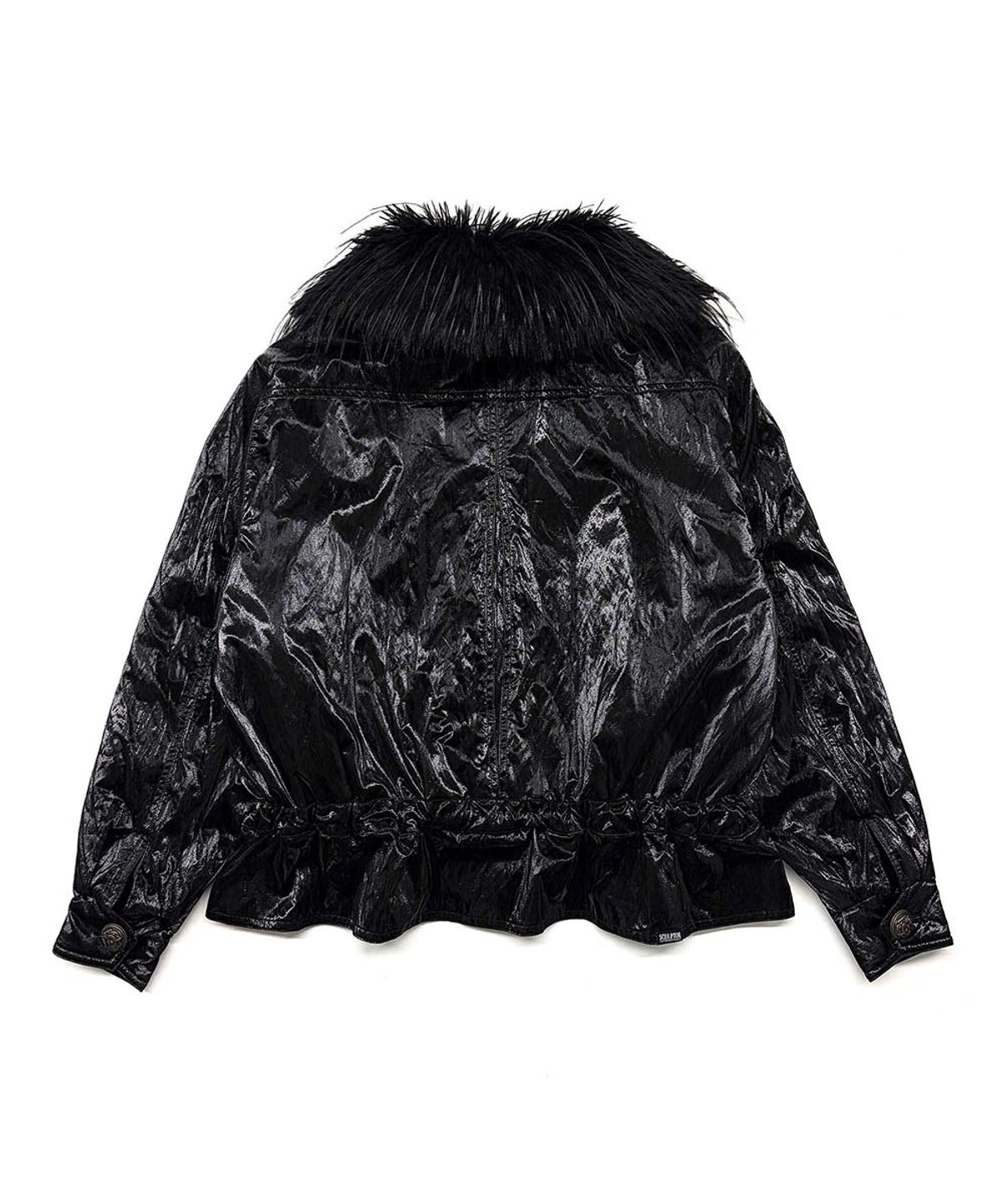 스컬프터(SCULPTOR) Glossy Fur Trim Jacket Black