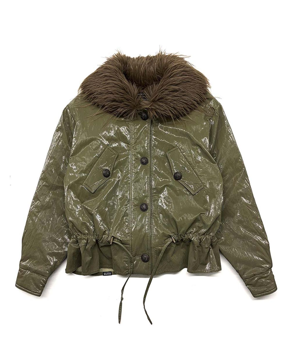 스컬프터(SCULPTOR) Glossy Fur Trim Jacket Khaki