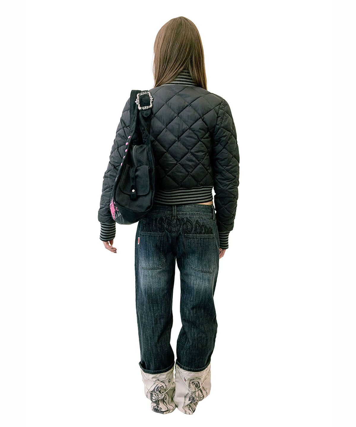 스컬프터(SCULPTOR) Striped Rib Lightweight Puffer Jacket Black