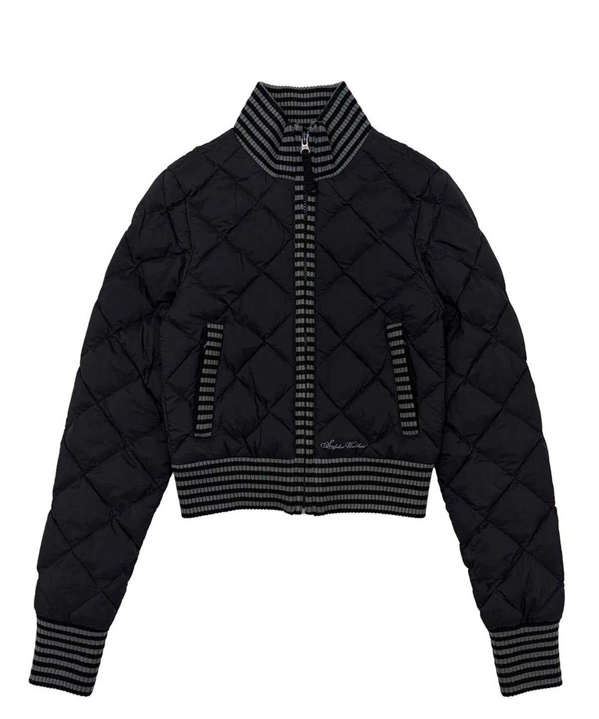 스컬프터(SCULPTOR) Striped Rib Lightweight Puffer Jacket Black
