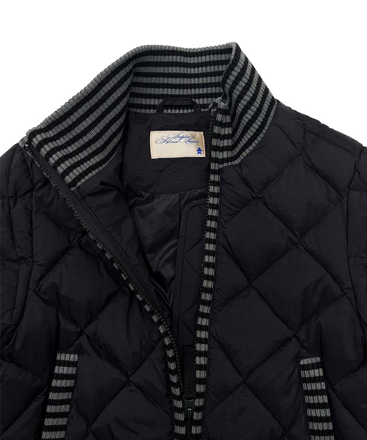 스컬프터(SCULPTOR) Striped Rib Lightweight Puffer Jacket Black