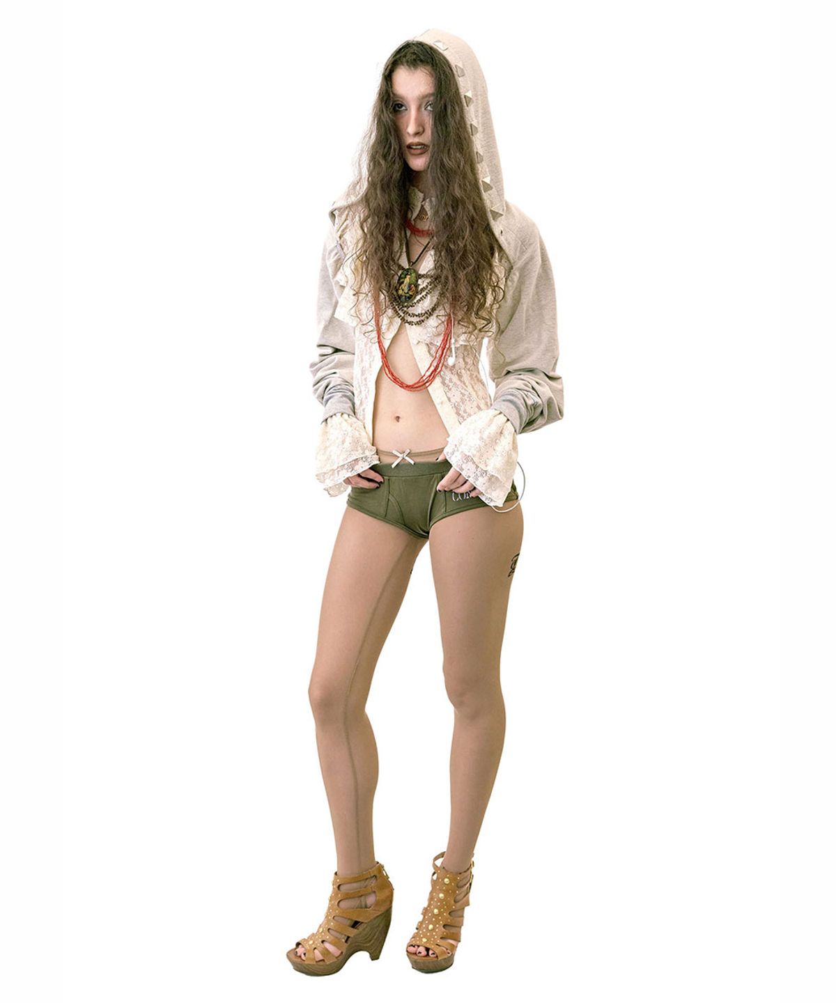 스컬프터(SCULPTOR) Hooded Scarf Bolero Melange Gray
