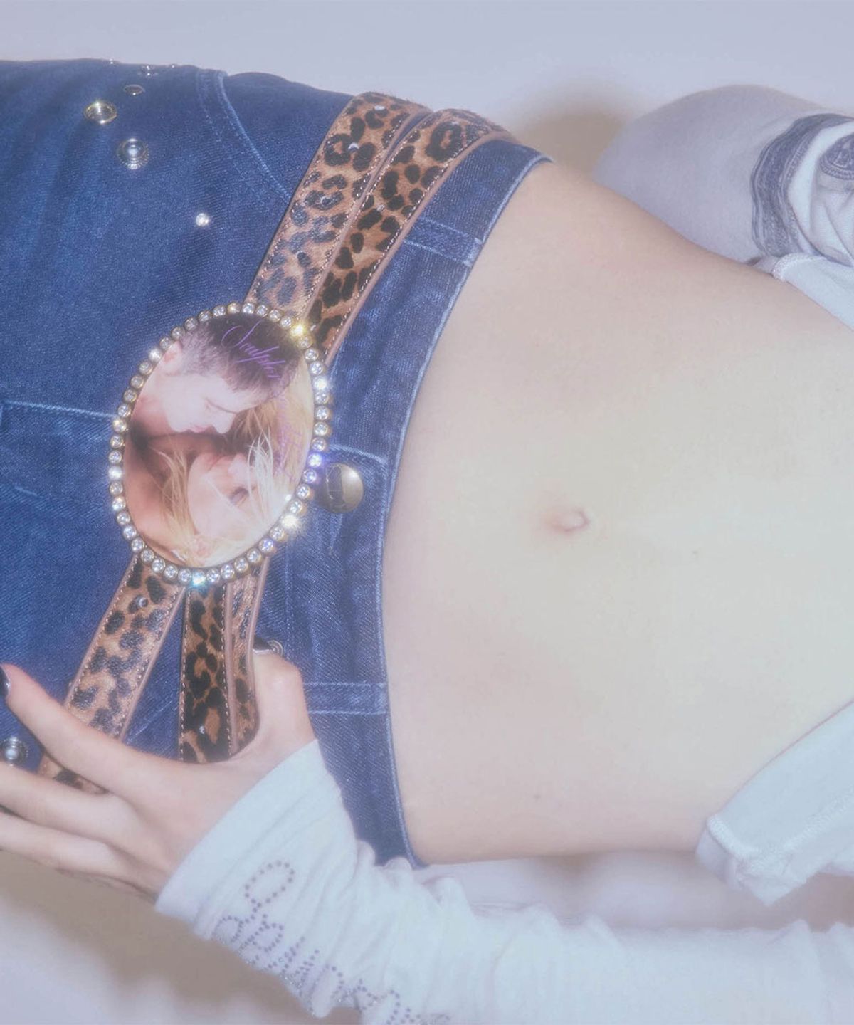 스컬프터(SCULPTOR) Jewel Hair On Buckle Belt Leopard