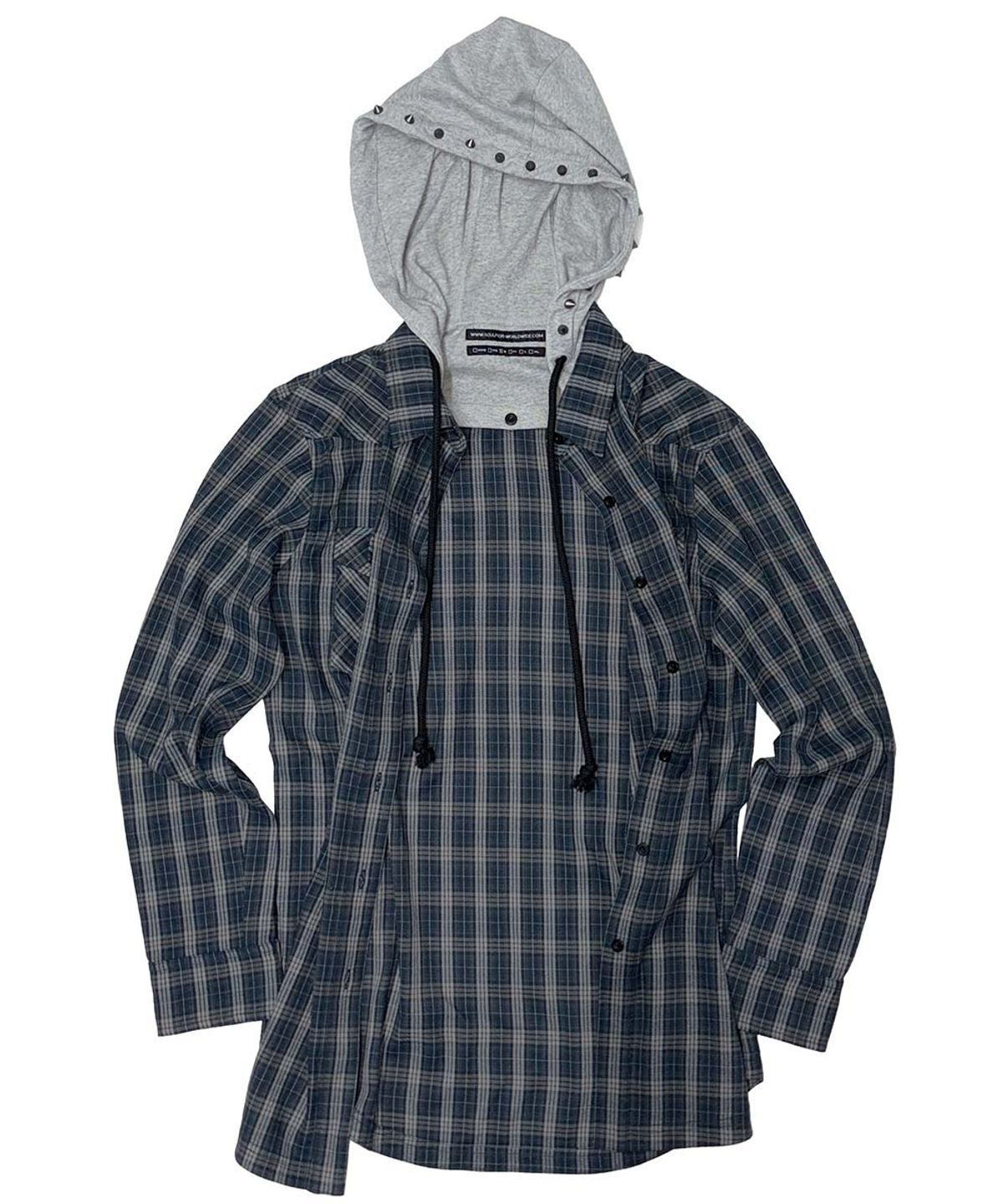 스컬프터(SCULPTOR) Boyfriend Hooded Shirts Navy Check