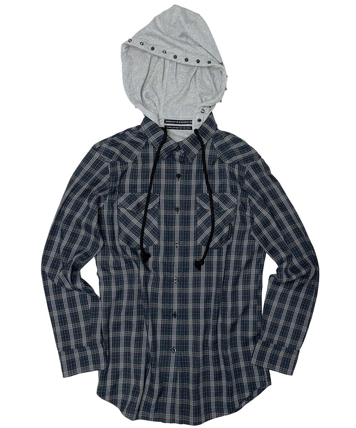 스컬프터(SCULPTOR) Boyfriend Hooded Shirts Navy Check