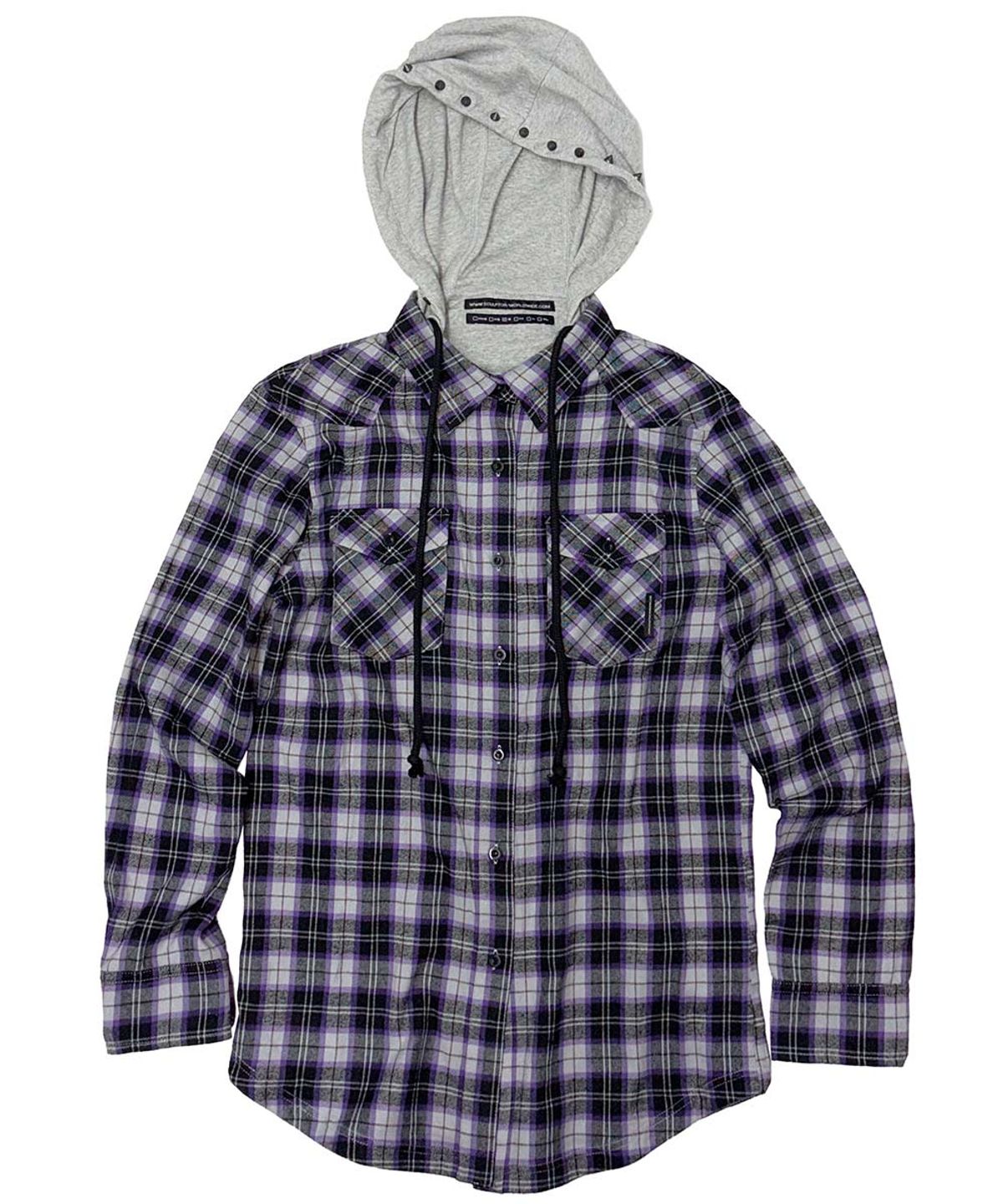 스컬프터(SCULPTOR) Boyfriend Hooded Shirts Purple Check