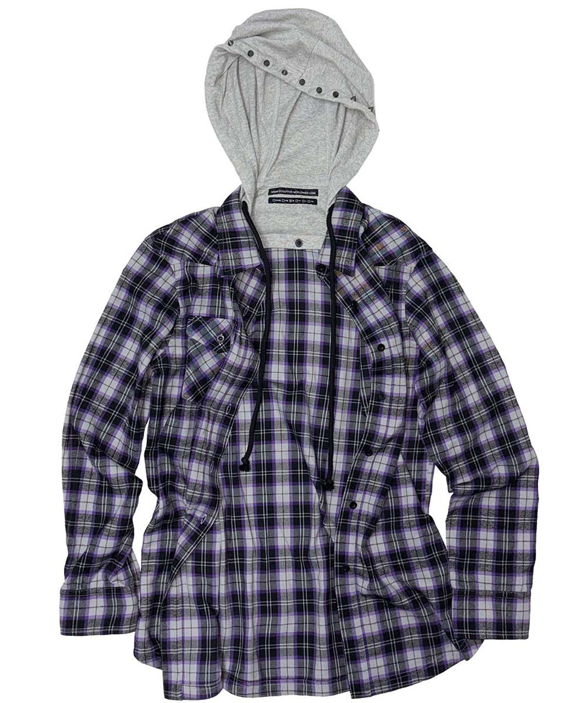 스컬프터(SCULPTOR) Boyfriend Hooded Shirts Purple Check