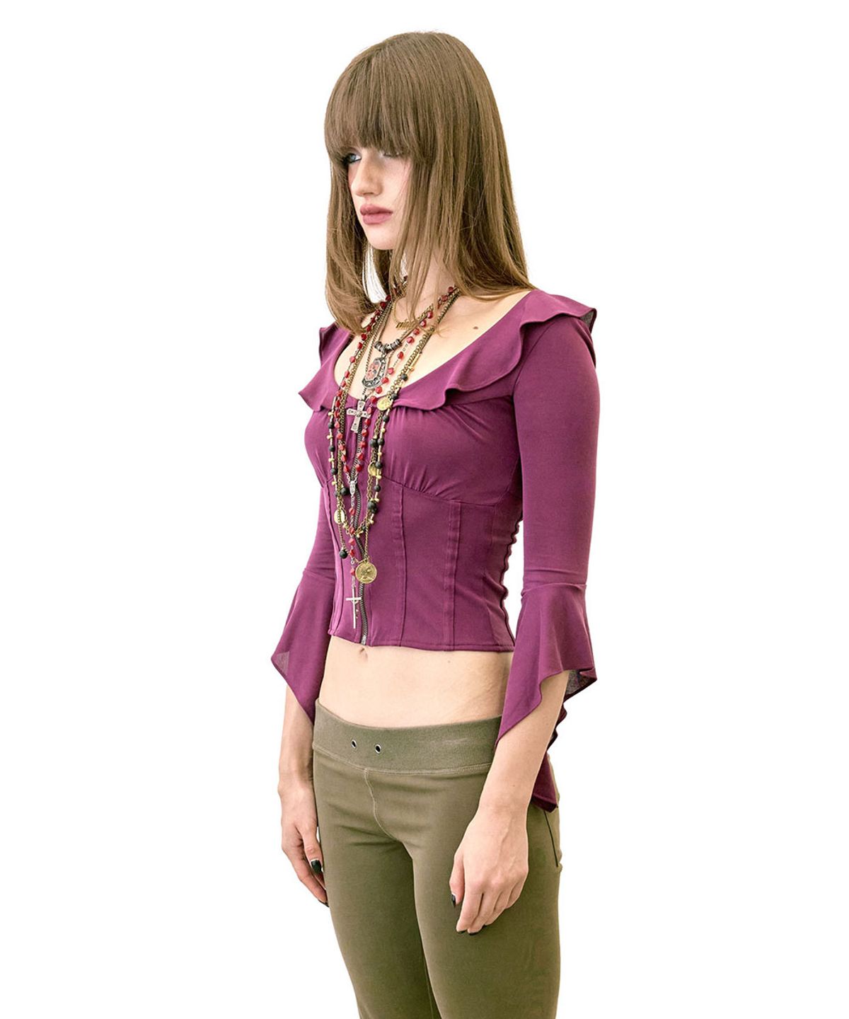 스컬프터(SCULPTOR) Corset Jersey Blouse Plum