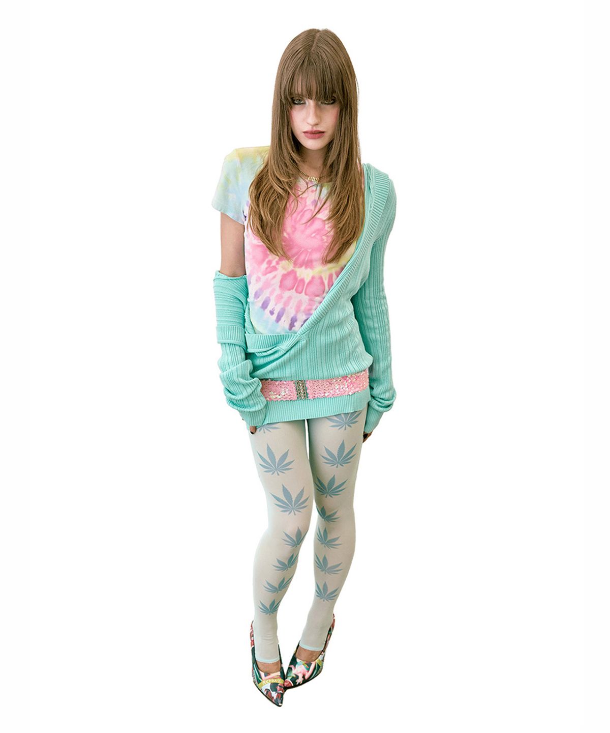 스컬프터(SCULPTOR) Deep V Cut Hooded Sweater Mint