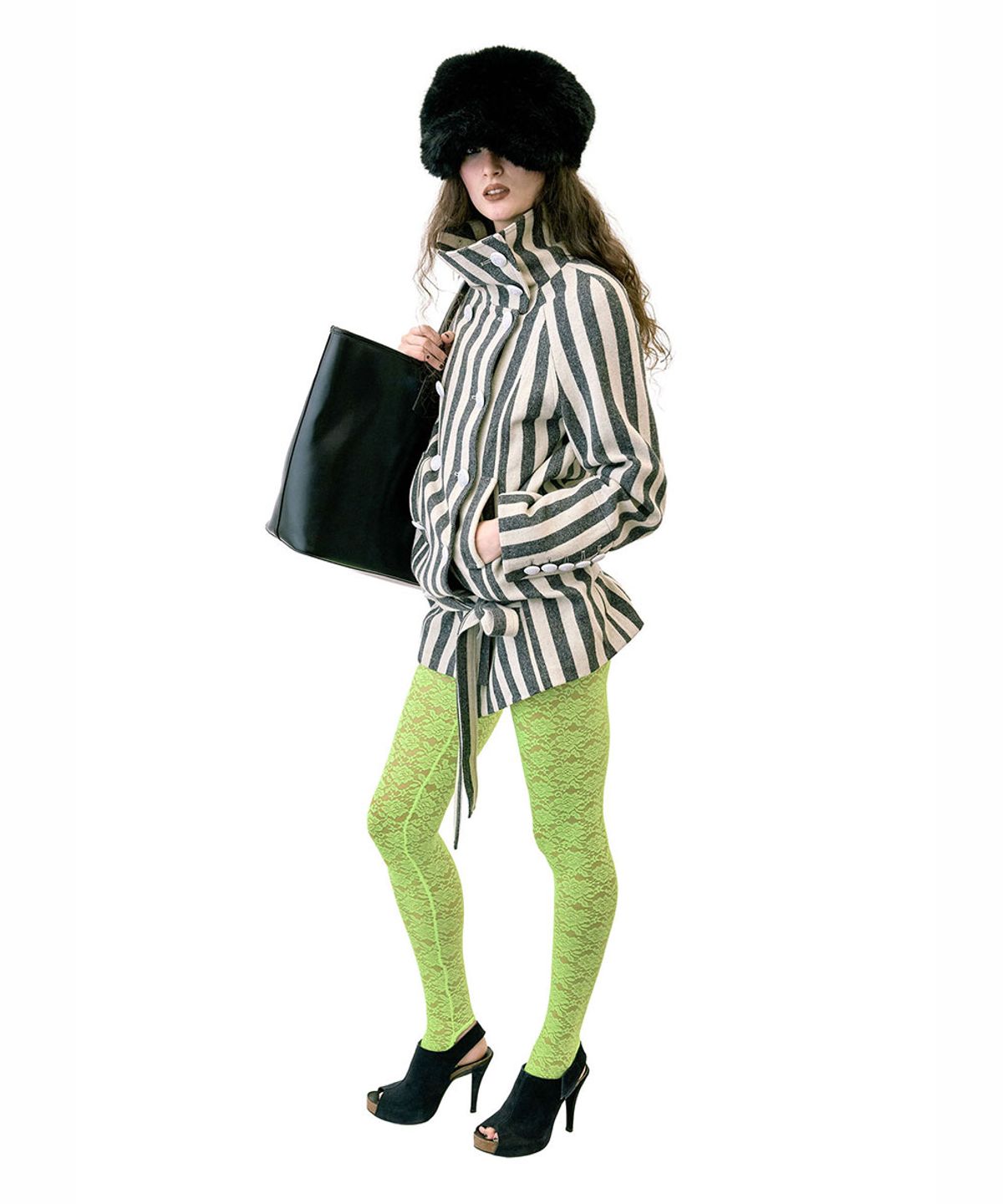 스컬프터(SCULPTOR) Wool Trench Half Coat Gray Stripe