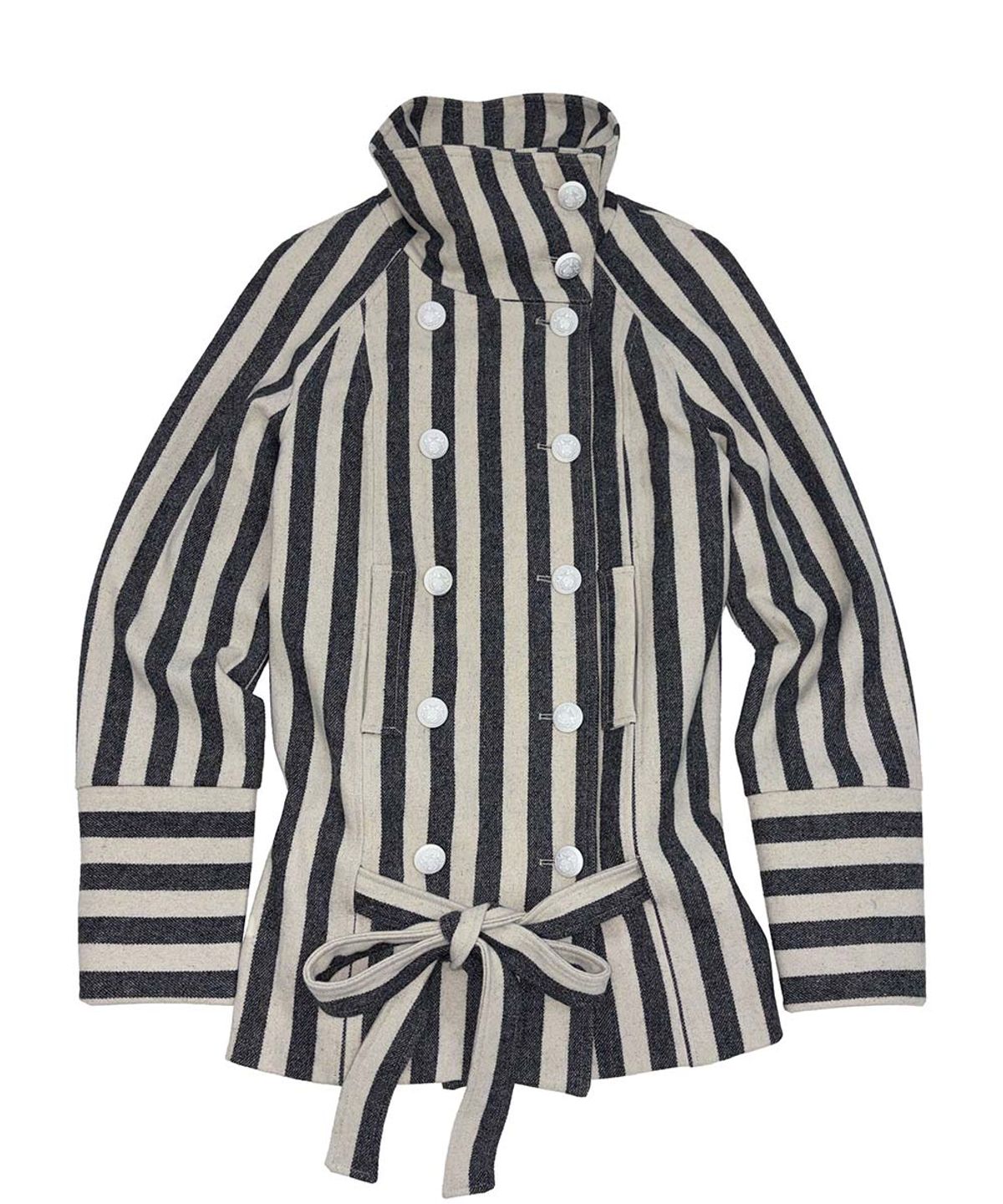 스컬프터(SCULPTOR) Wool Trench Half Coat Gray Stripe
