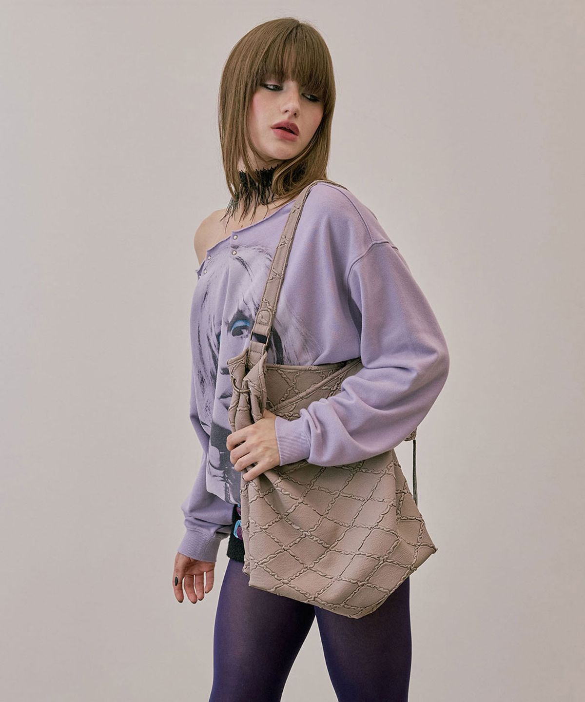 스컬프터(SCULPTOR) Quilted Slouch Bag Mauve