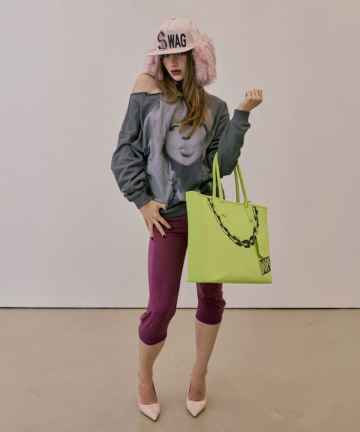 스컬프터(SCULPTOR) Couture Grocery Tote Bag Neon Yellow