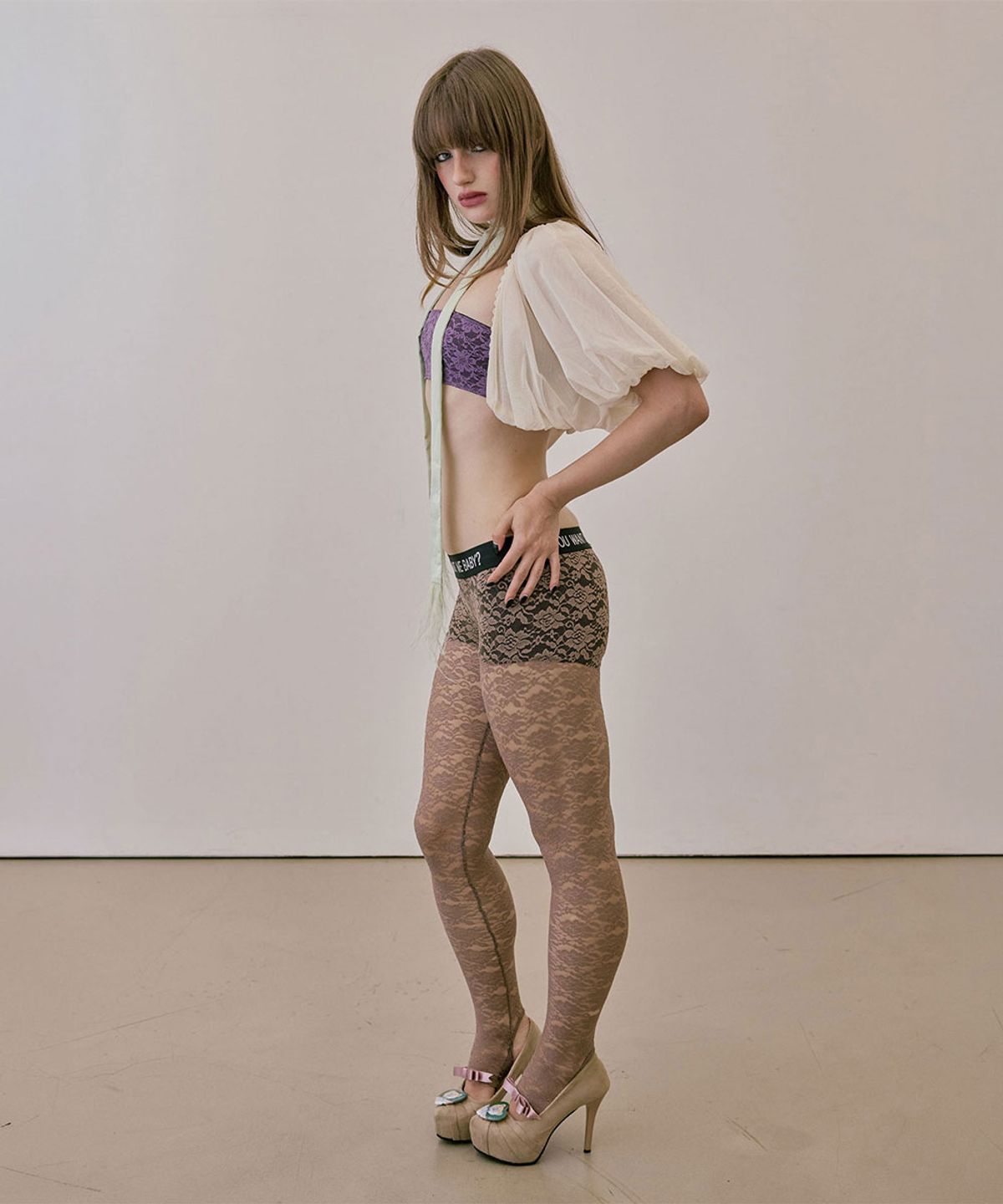 스컬프터(SCULPTOR) Cheeky Lace Leggings Mocha