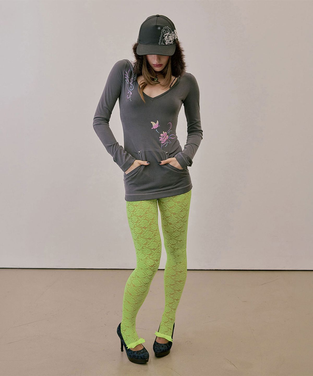 스컬프터(SCULPTOR) Cheeky Lace Leggings Neon Green