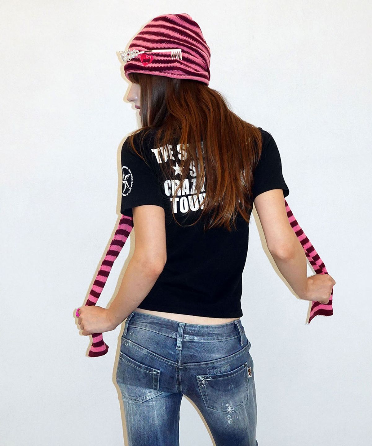 스컬프터(SCULPTOR) Mohair Blend Stripe Scarf Pink/Red