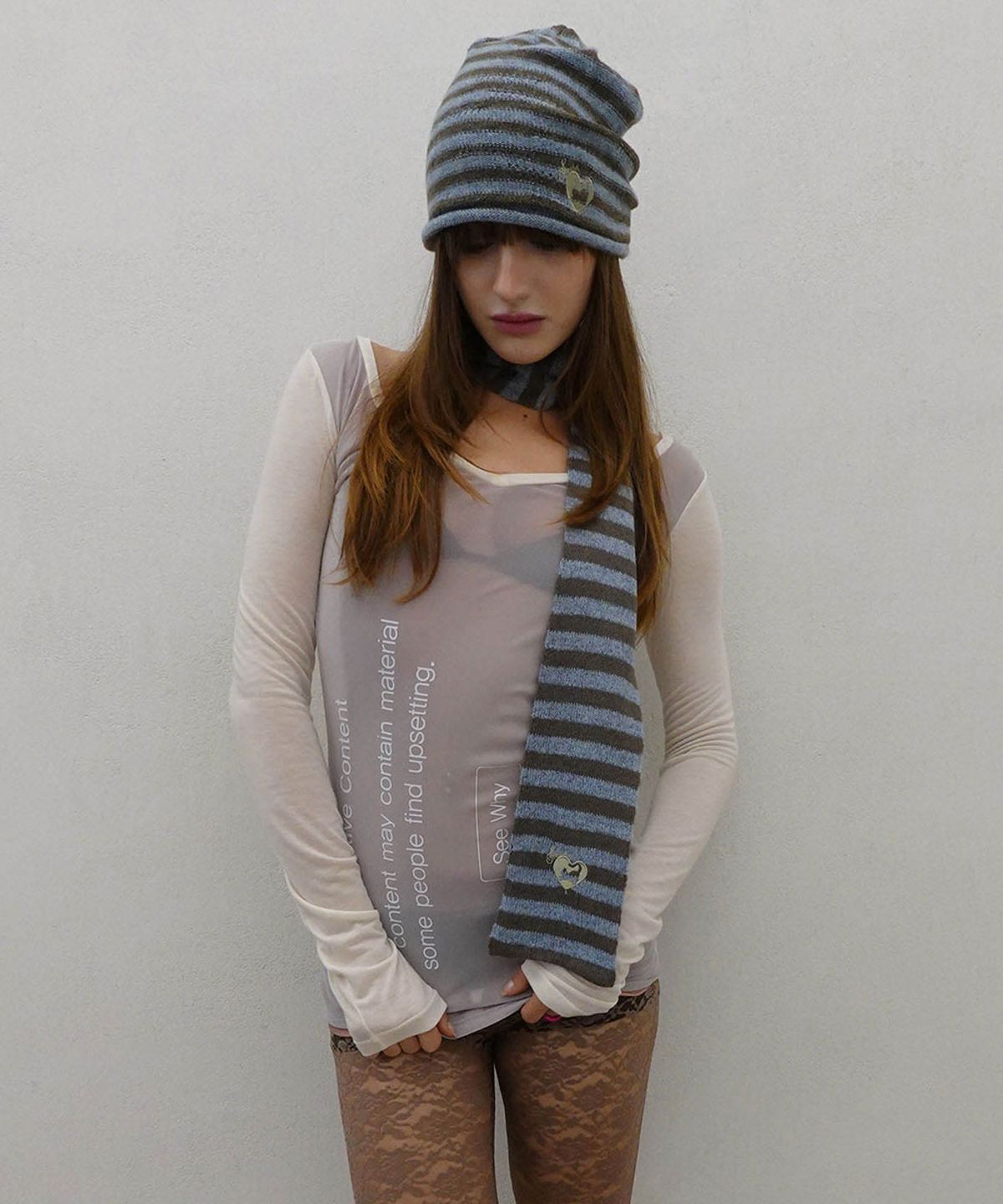스컬프터(SCULPTOR) Mohair Blend Stripe Scarf Blue/Brown