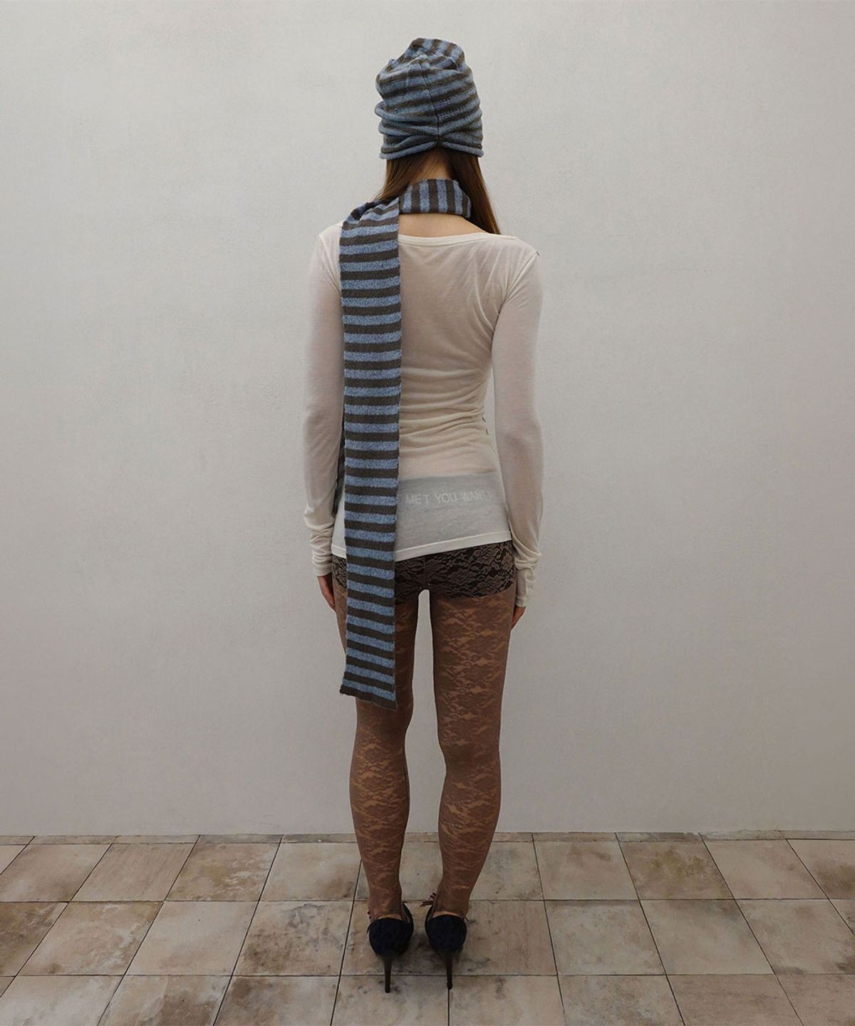 스컬프터(SCULPTOR) Mohair Blend Stripe Scarf Blue/Brown