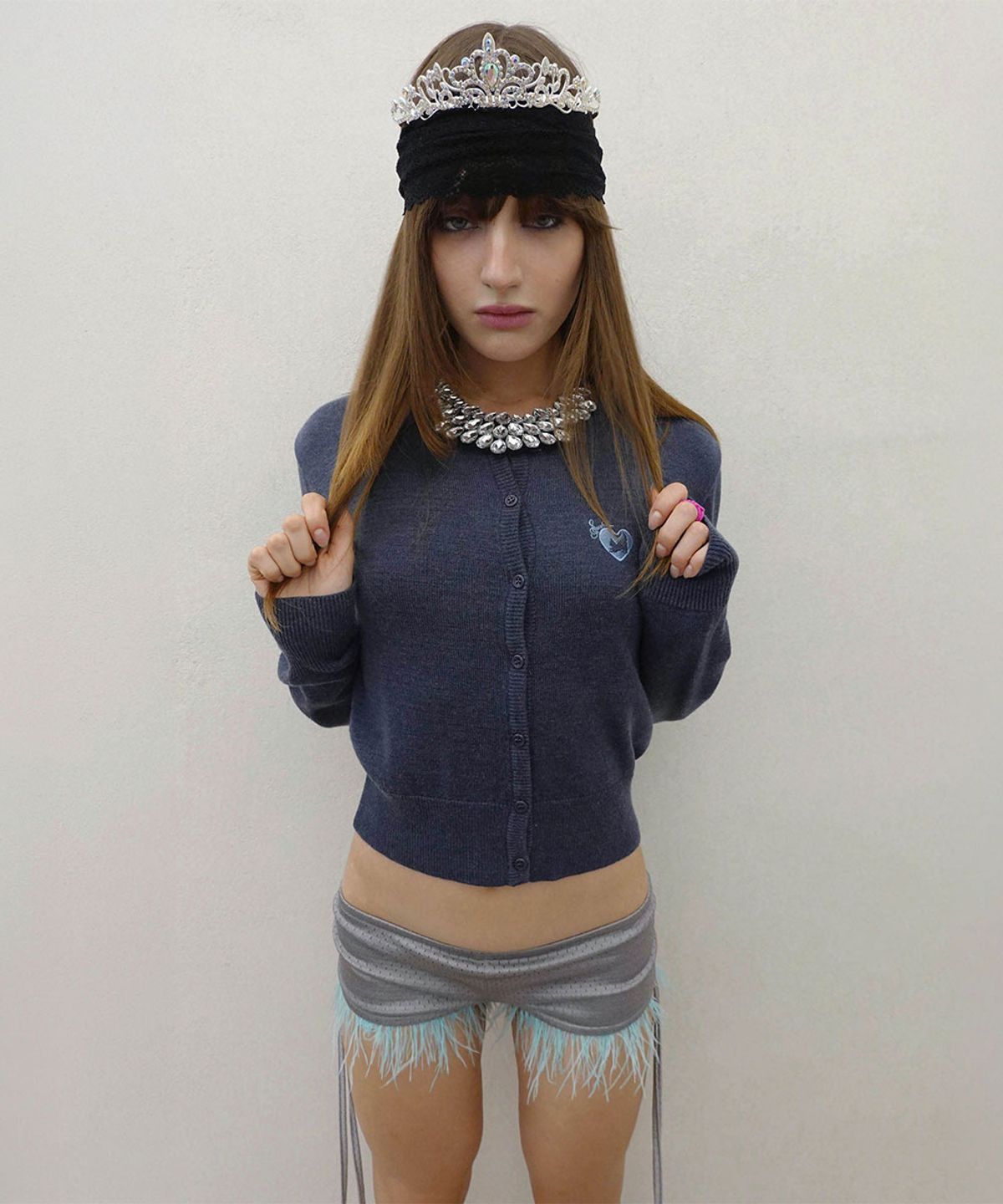 스컬프터(SCULPTOR) Sweet Kitty Basic Cardigan Navy