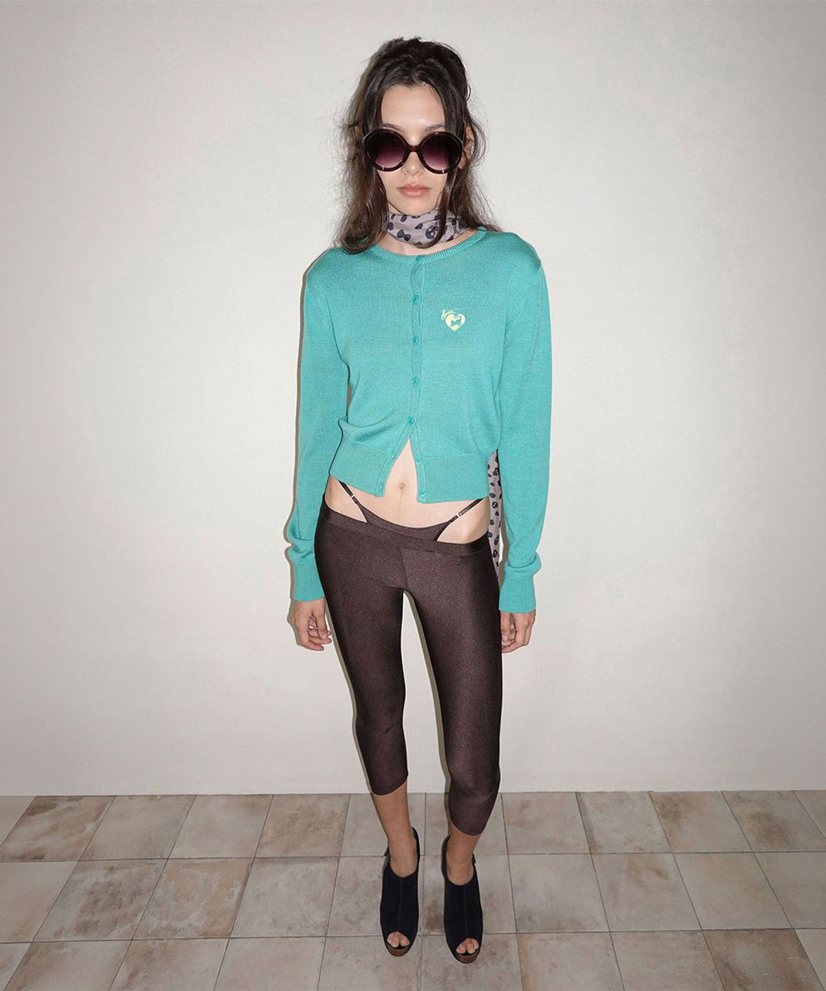 스컬프터(SCULPTOR) Sweet Kitty Basic Cardigan Turquoise