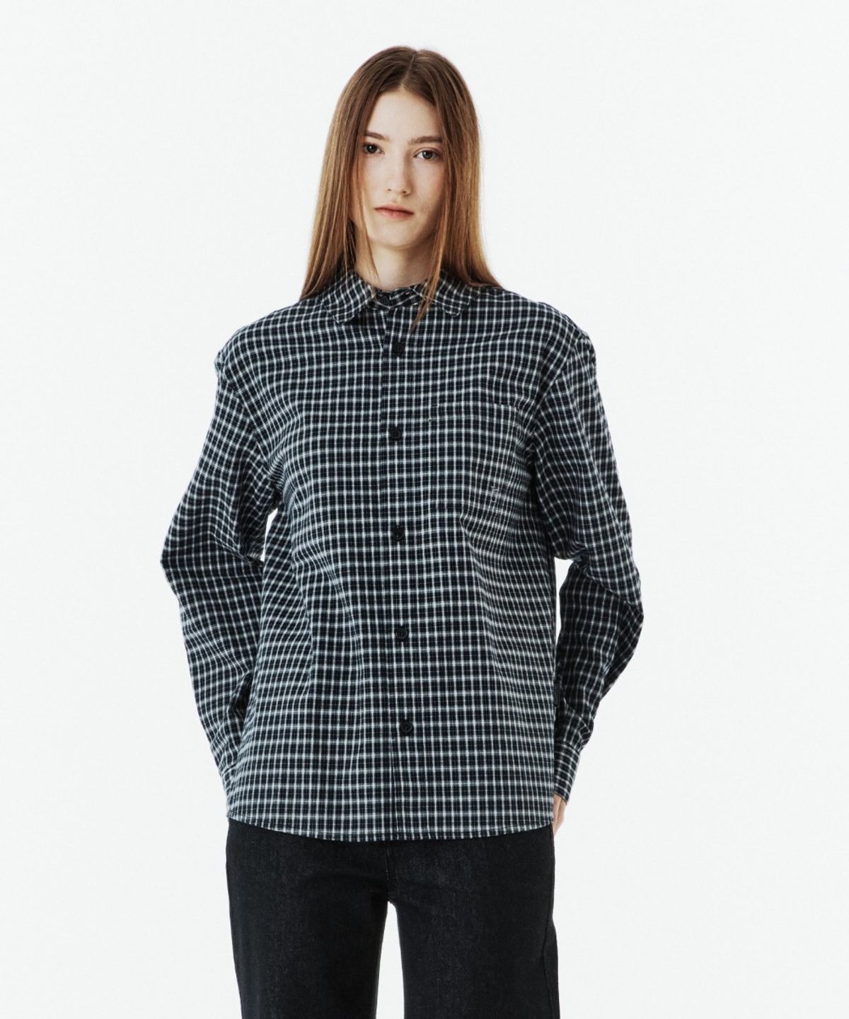 브롬톤 런던(BROMPTON LONDON) CHECK SHIRT - BLACK (P263USH401)