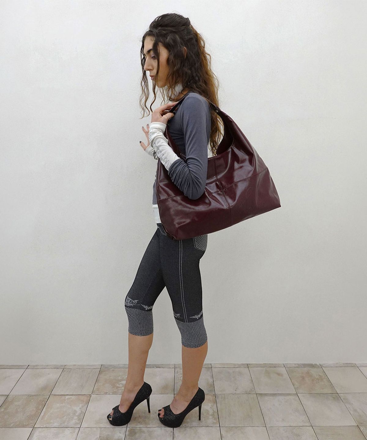 스컬프터(SCULPTOR) Carryall Hobo Bag Burgundy