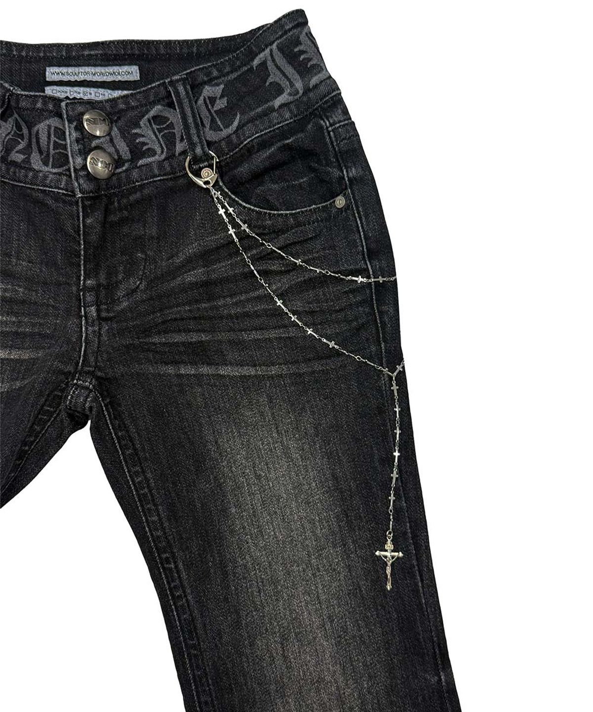 스컬프터(SCULPTOR) Confession Chain Denim Acid Black