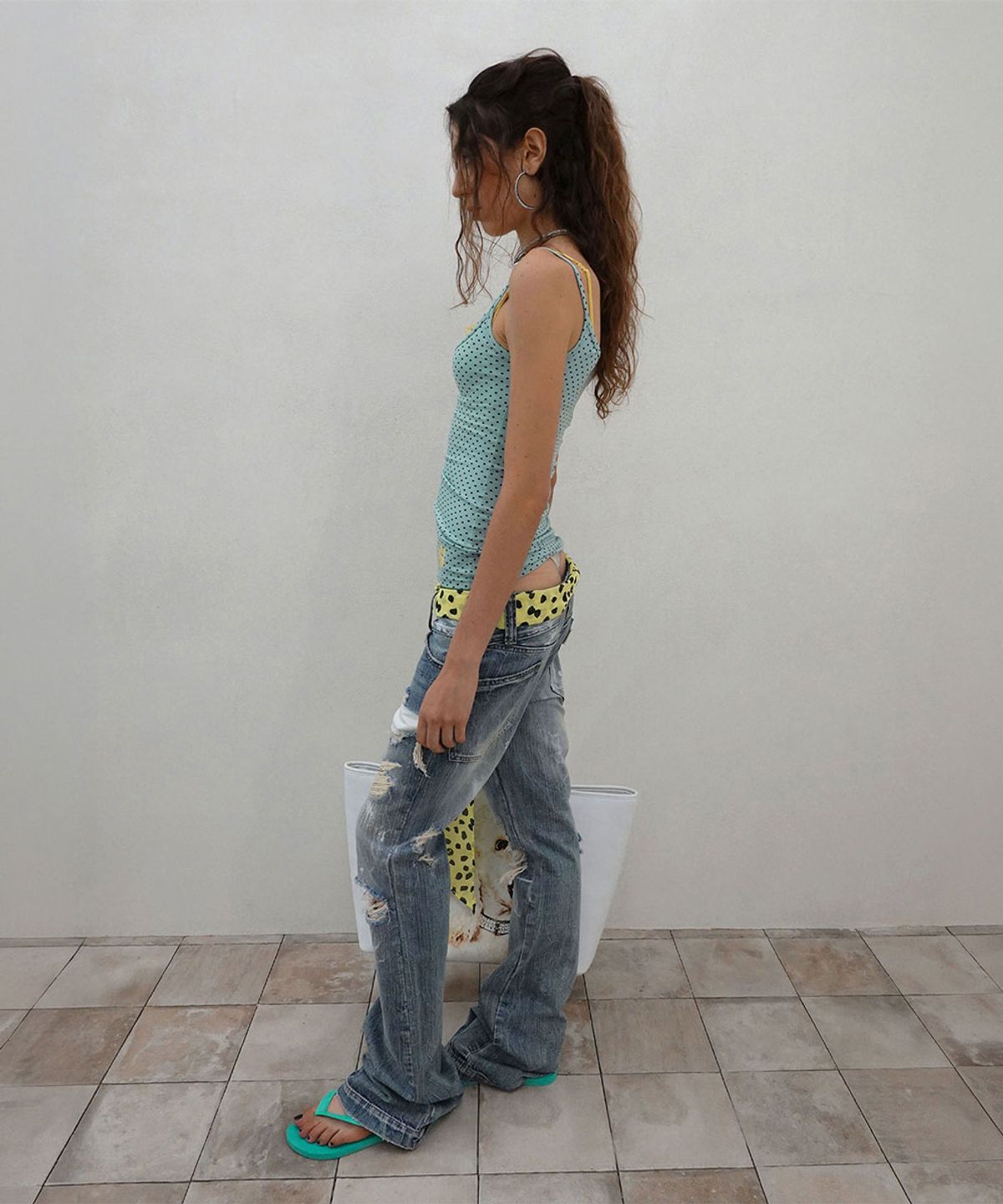 스컬프터(SCULPTOR) Sweet Kitty Dot Tank Top Mint