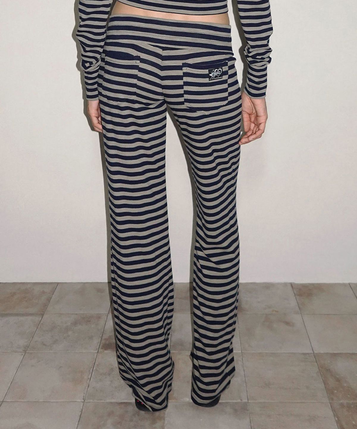 스컬프터(SCULPTOR) Classic Striped Jersey Pants Navy