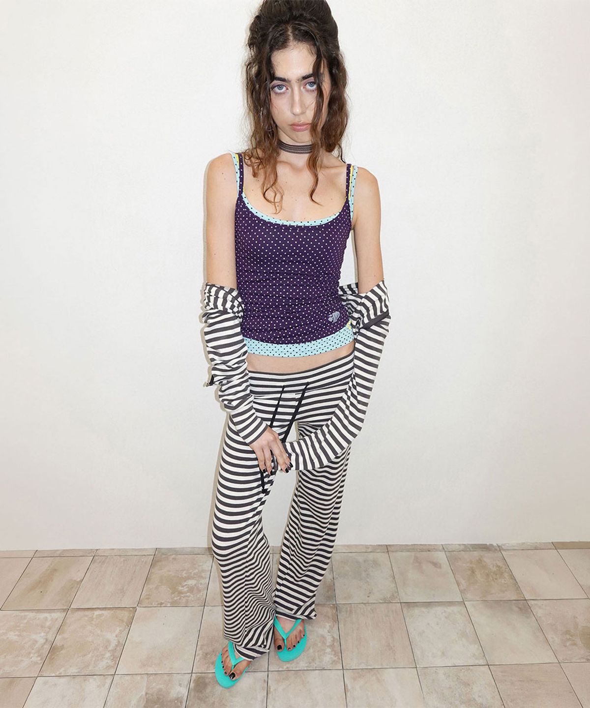 스컬프터(SCULPTOR) Classic Striped Jersey Pants Charcoal