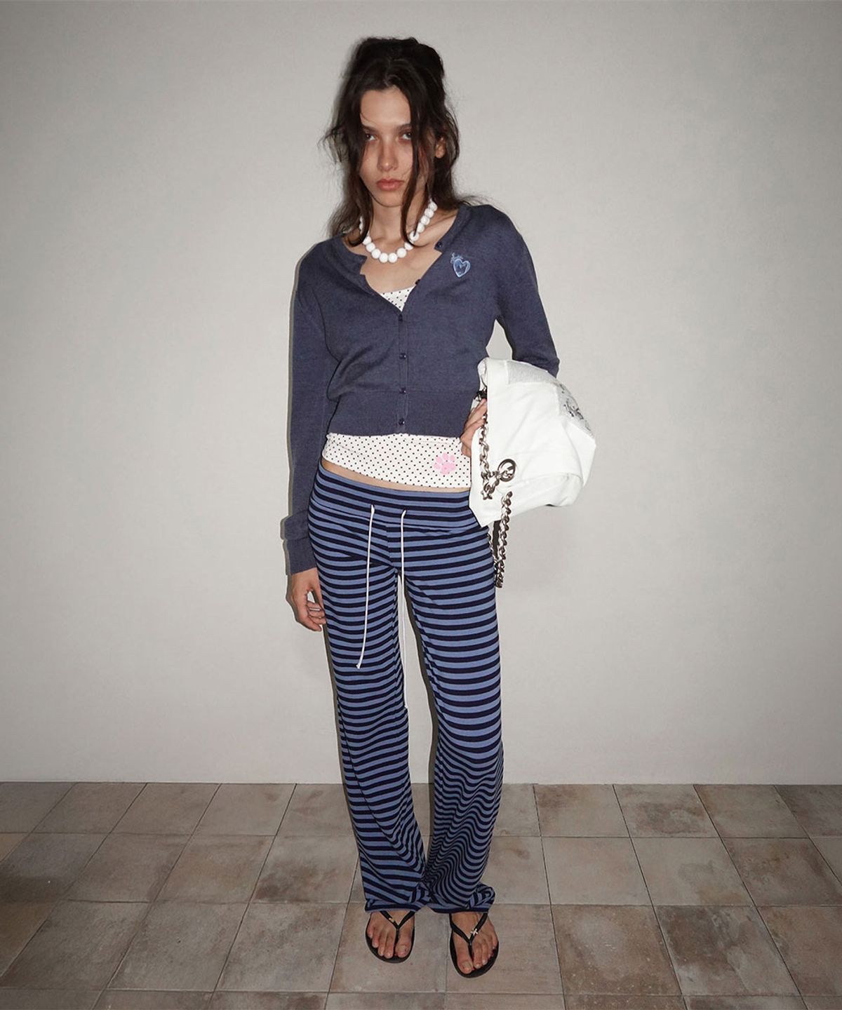 스컬프터(SCULPTOR) Classic Striped Jersey Pants Blue