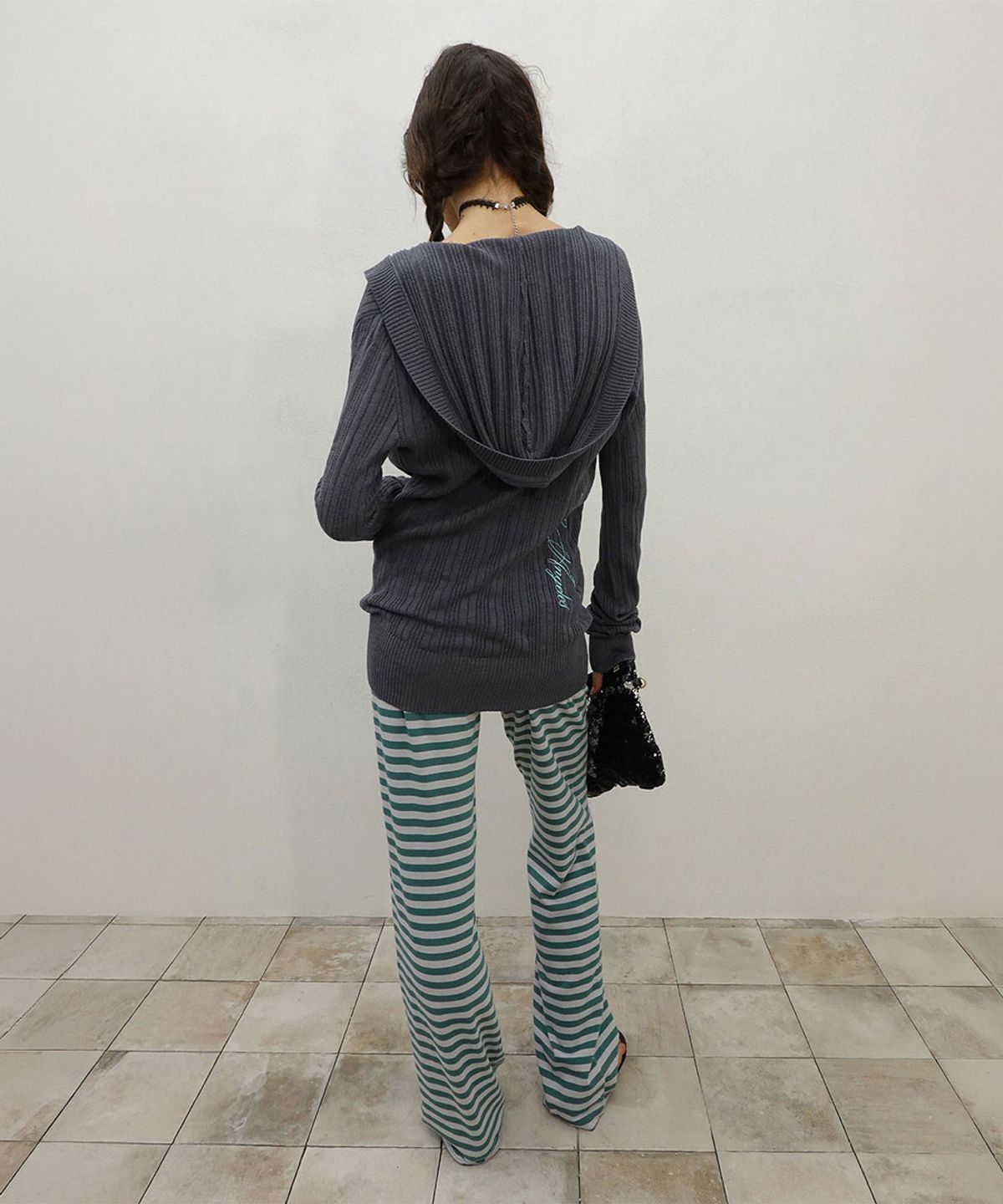 스컬프터(SCULPTOR) Classic Striped Jersey Pants Teal
