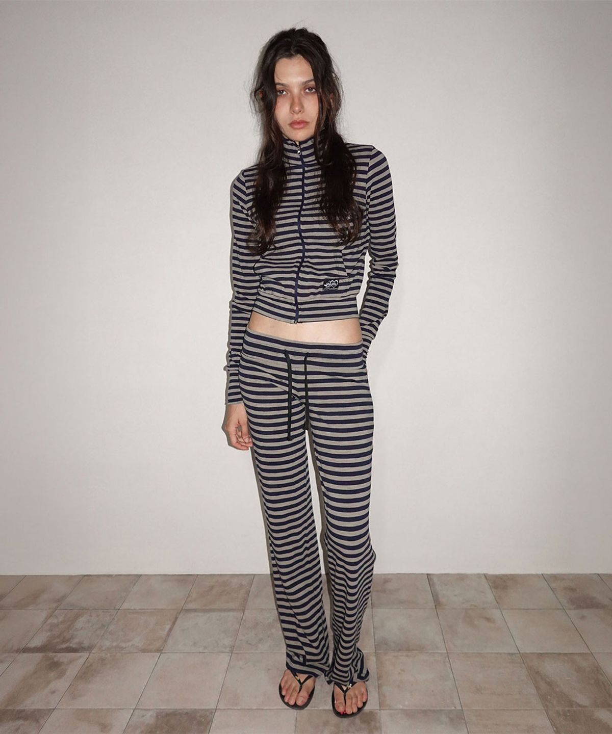 스컬프터(SCULPTOR) Classic Striped Jersey Zip-Up Navy