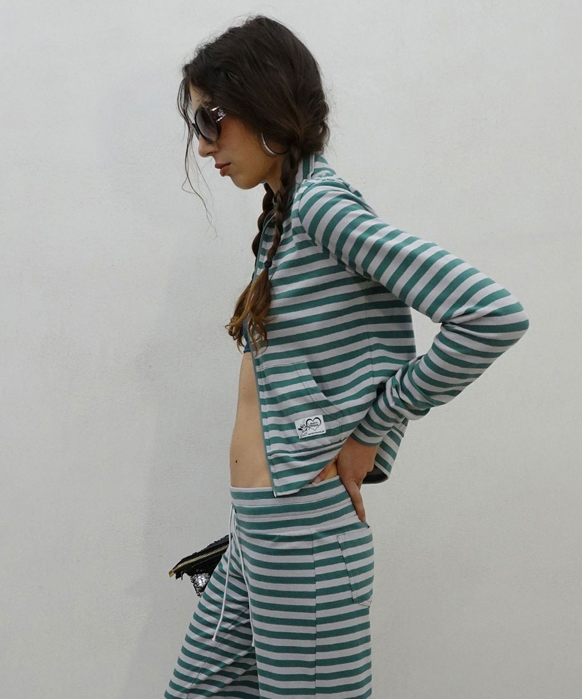 스컬프터(SCULPTOR) Classic Striped Jersey Zip-Up Teal