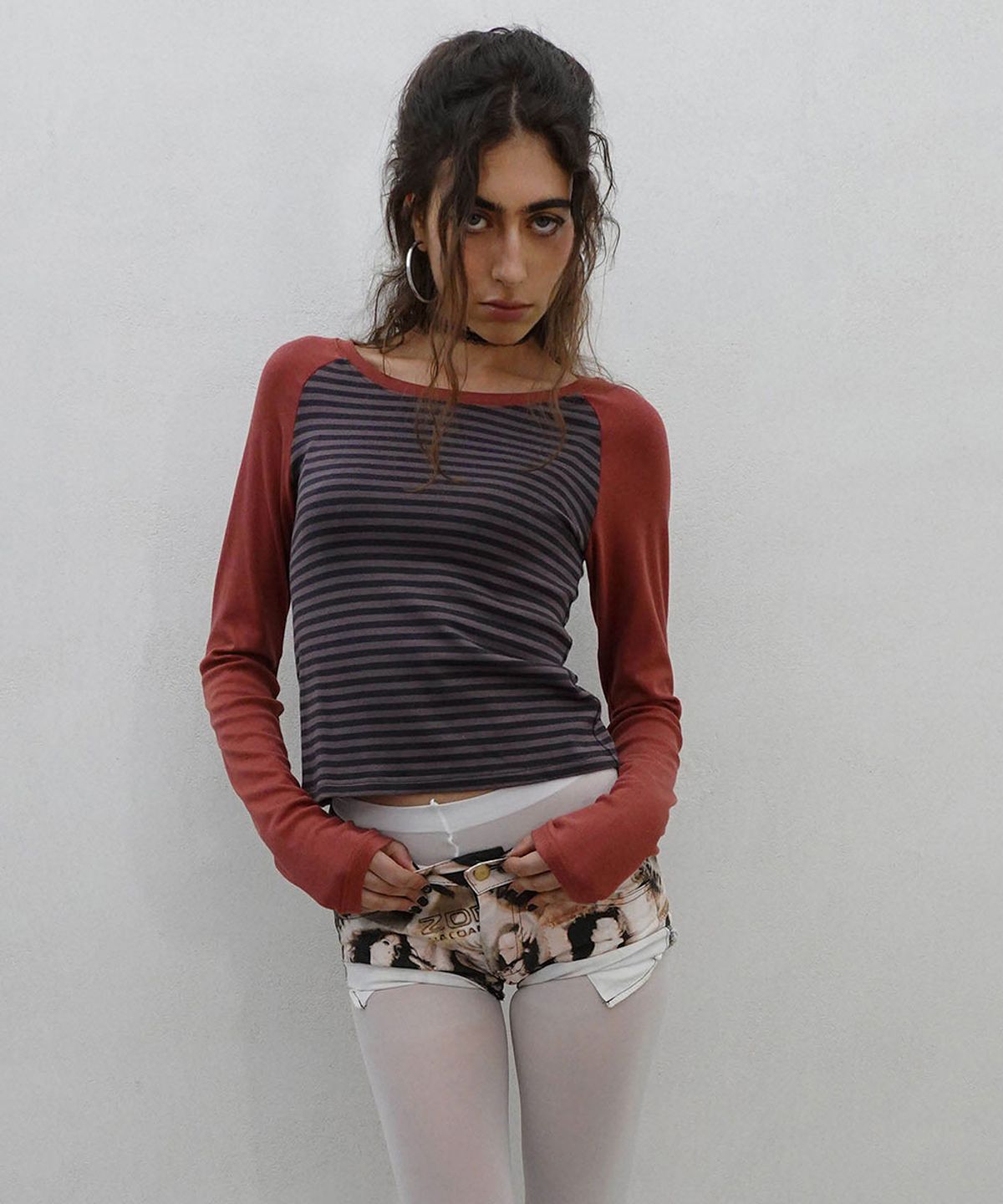 스컬프터(SCULPTOR) Striped Raglan Tee Dusty Red