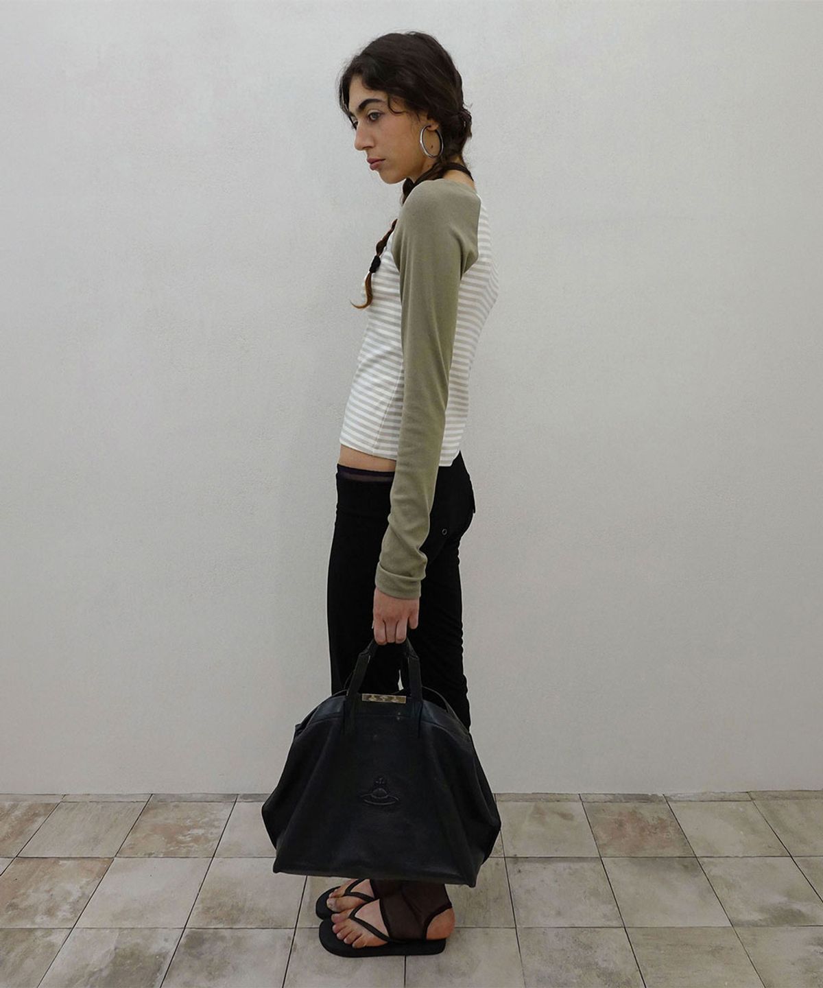 스컬프터(SCULPTOR) Striped Raglan Tee Khaki