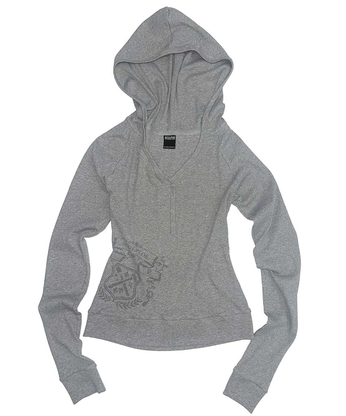 스컬프터(SCULPTOR) Crest Henley Hoodie Melange Gray
