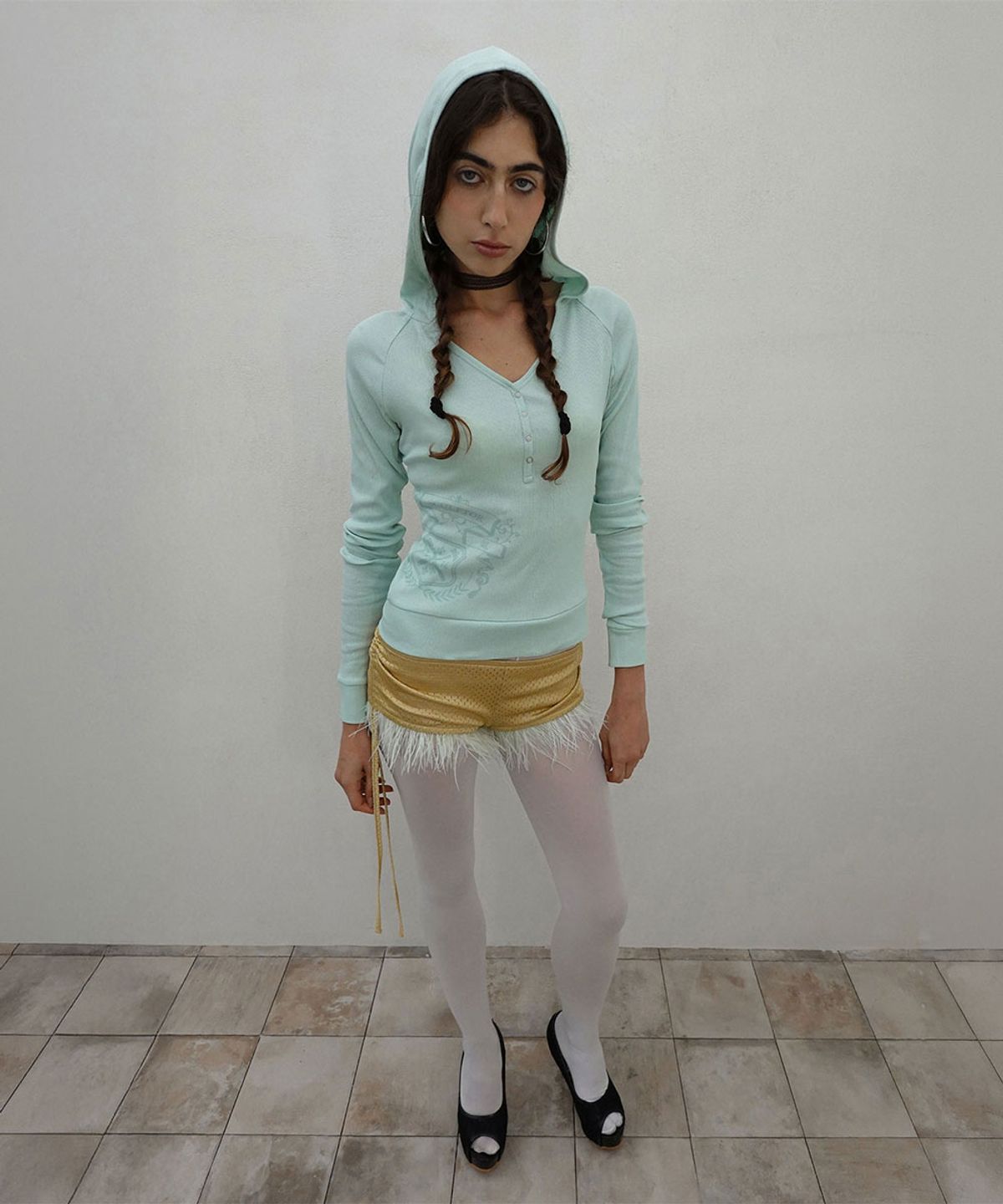 스컬프터(SCULPTOR) Crest Henley Hoodie Mint