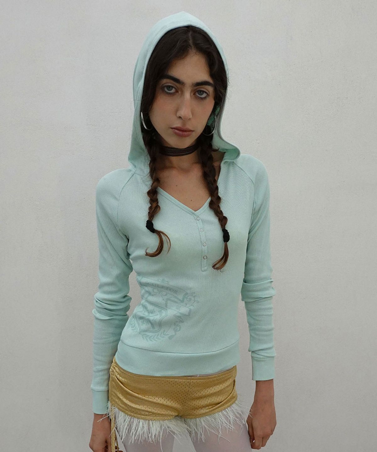 스컬프터(SCULPTOR) Crest Henley Hoodie Mint