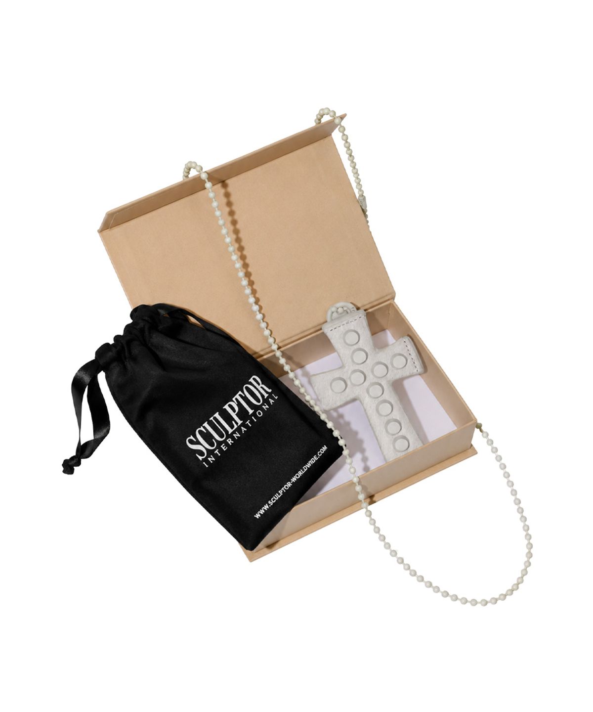 스컬프터(SCULPTOR) Cross Strap Wallet Pony White