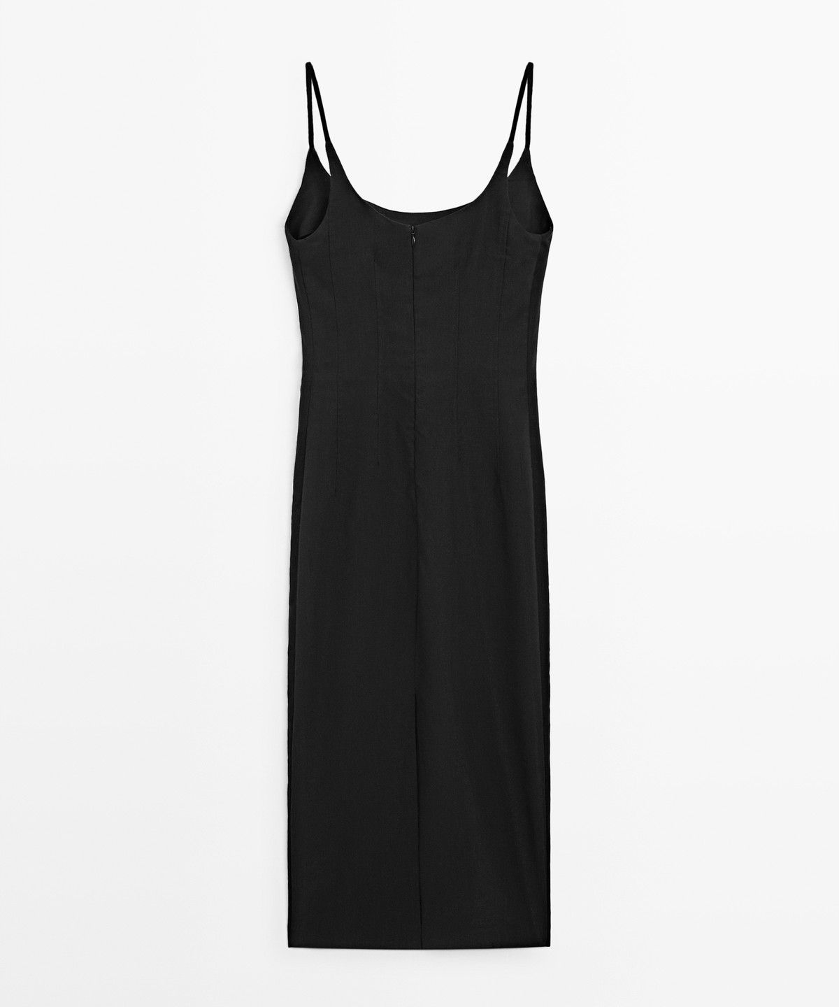 마시모두띠(MASSIMO DUTTI) 린넨 혼방 스트랩 미디 원피스