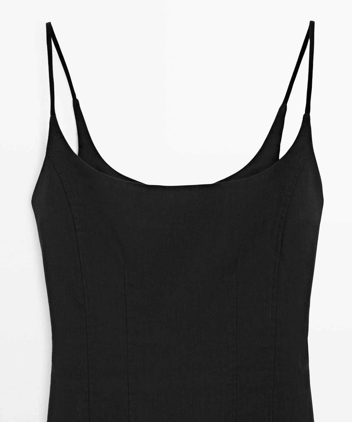 마시모두띠(MASSIMO DUTTI) 린넨 혼방 스트랩 미디 원피스