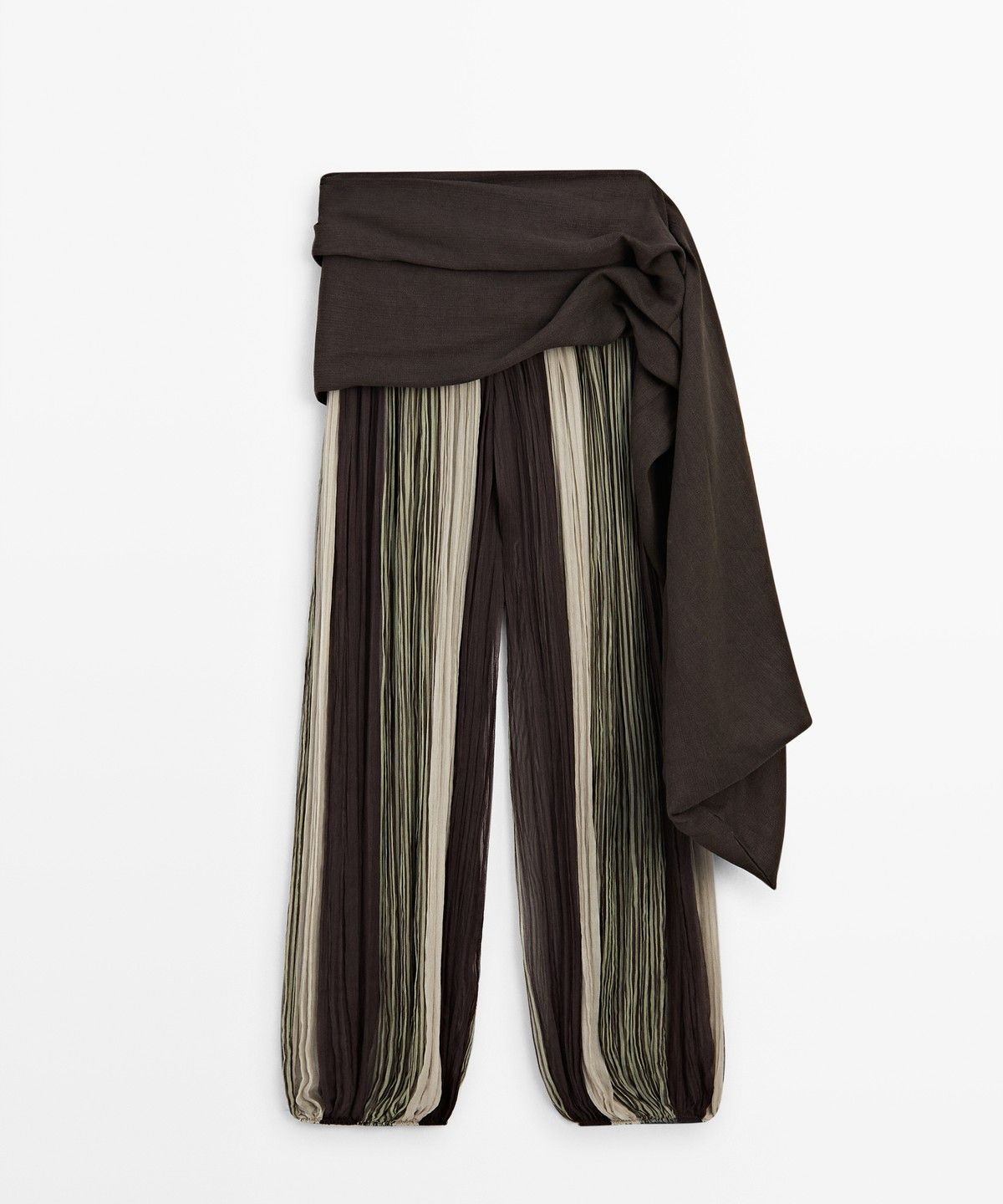 마시모두띠(MASSIMO DUTTI) 스트라이프 파시 디테일 플루이드 팬츠