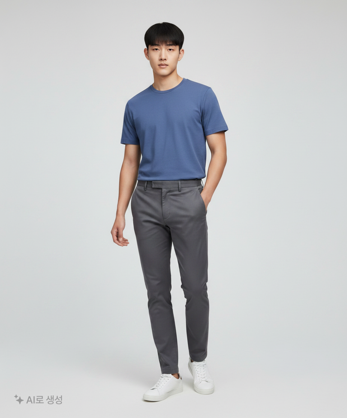 무신사 스탠다드(MUSINSA STANDARD) 릴렉스 핏 크루 넥 티셔츠 [그레이쉬 블루] M