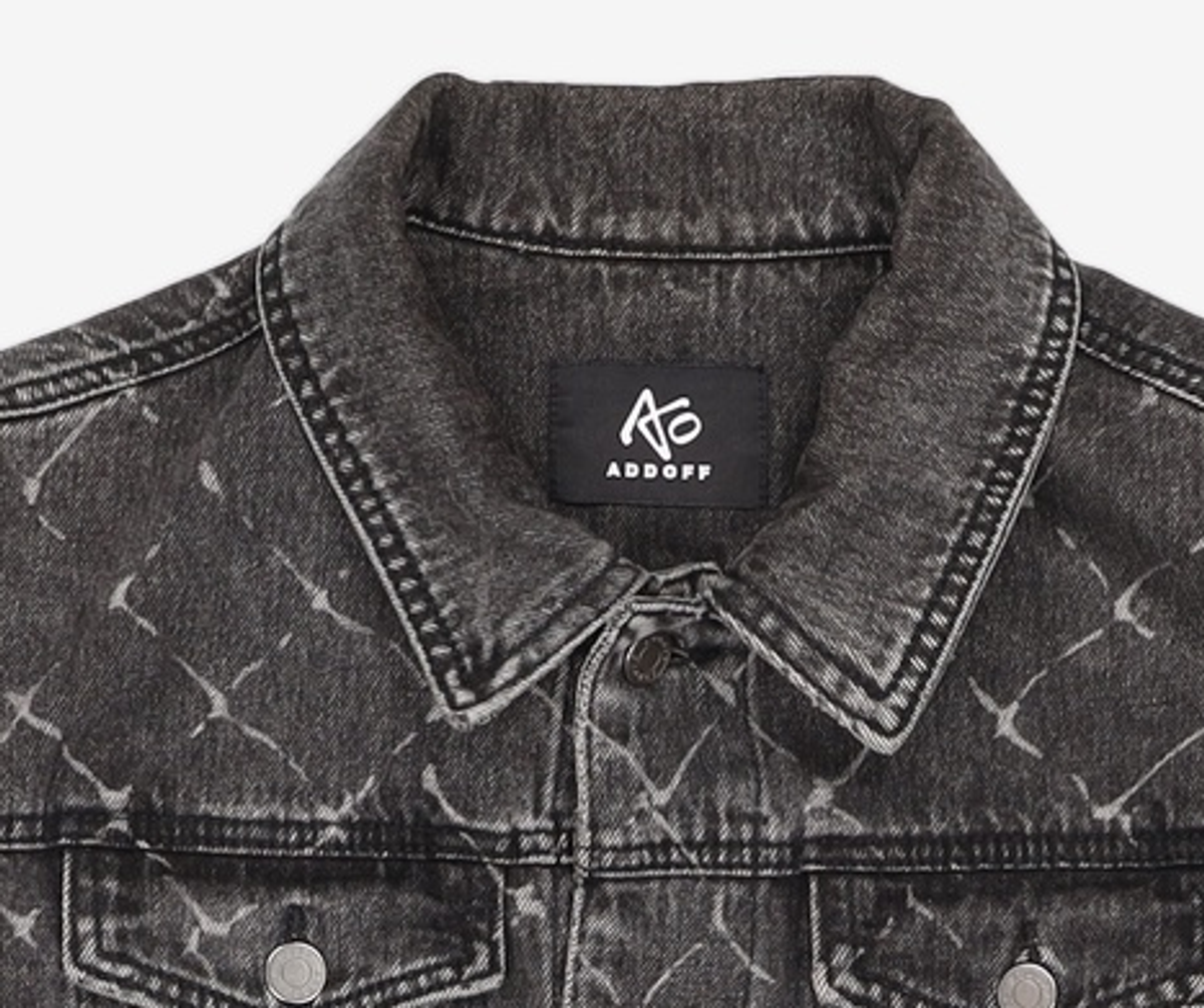애드오프(ADDOFF) CANBERRA MESH PRINTED DENIM JACKET BLACK M