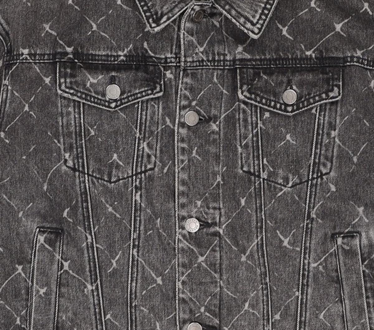 애드오프(ADDOFF) CANBERRA MESH PRINTED DENIM JACKET BLACK M
