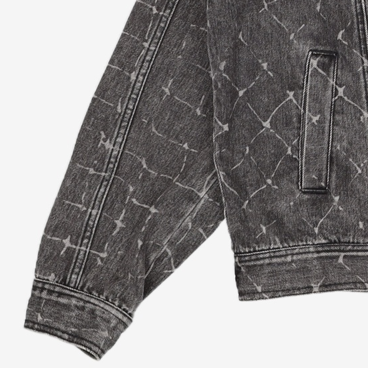 애드오프(ADDOFF) CANBERRA MESH PRINTED DENIM JACKET BLACK M