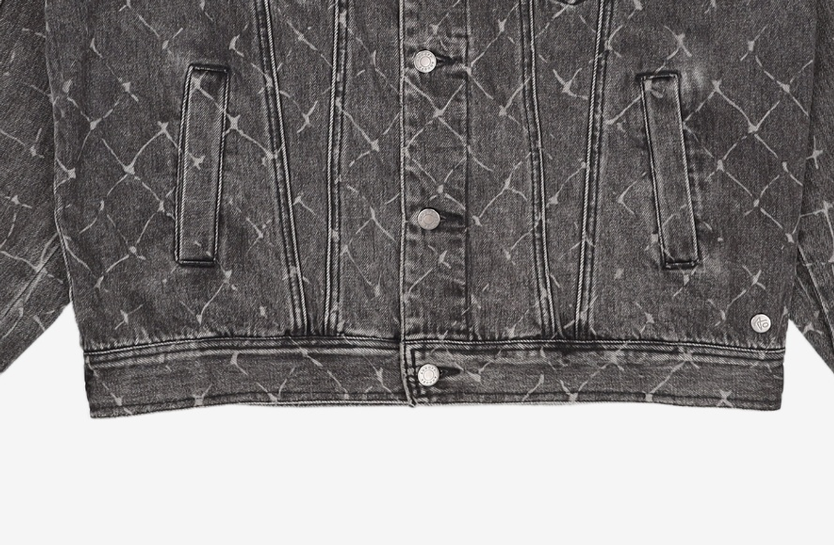 애드오프(ADDOFF) CANBERRA MESH PRINTED DENIM JACKET BLACK M