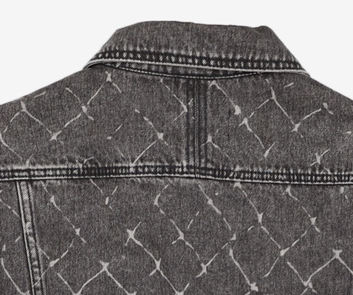 애드오프(ADDOFF) CANBERRA MESH PRINTED DENIM JACKET BLACK M